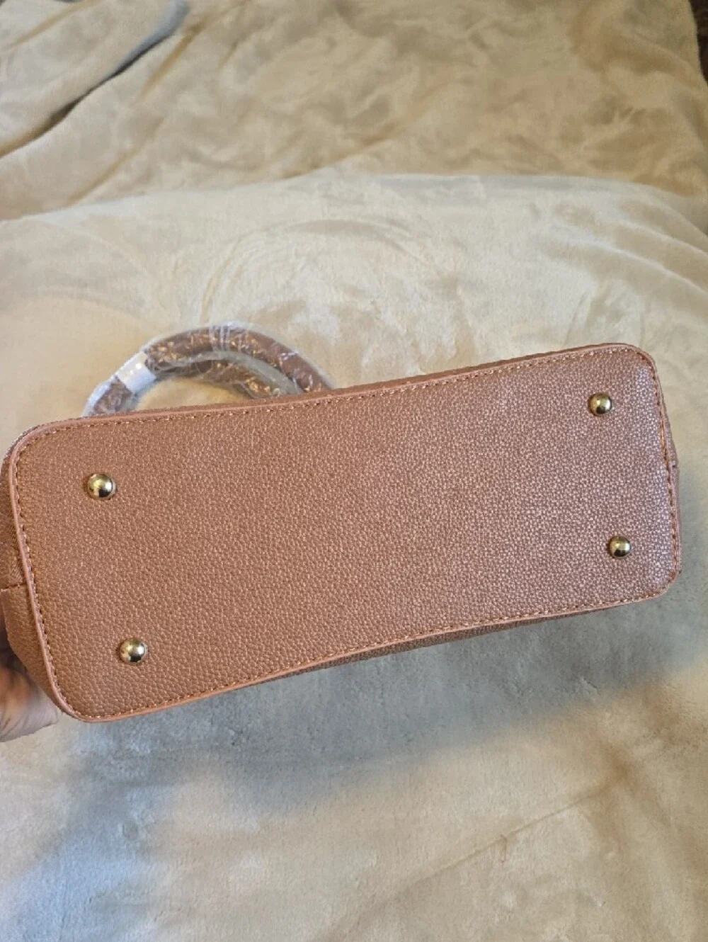 Classic Structured Brown Handbag with Top Handles